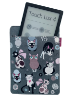 Etui na e-book 6–7" Arco Design – EkoFilc, nadruk Catnip, Szare, Pasuje do Kindle / PocketBook